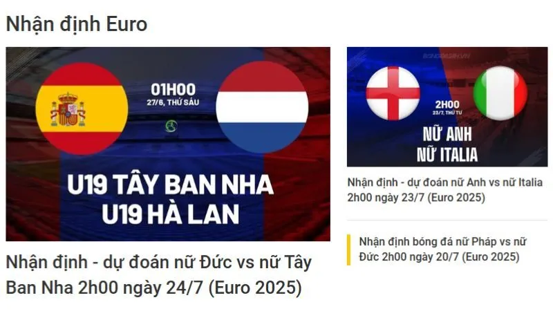 Dự đoán kết quả các trận đấu Euro, đánh giá sức mạnh đội tuyển