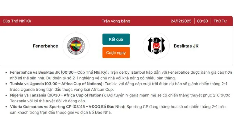 Cập nhật tỷ lệ kèo và phong độ đội bóng tại KQBD 24H